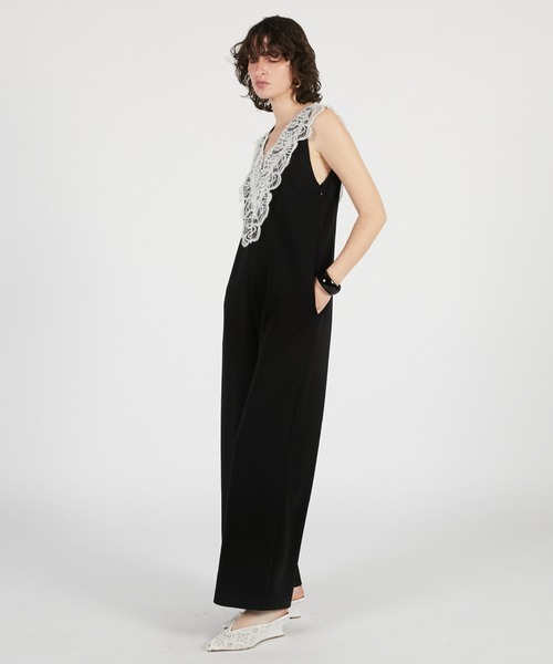 PRANK PROJECT(プランクプロジェクト)の「【2026Summer Pre-Order】ディープVネックレースオールインワン / Deep V-Neck Lace All-In-One(つなぎ/オールインワン・レディース・ブラック/グレー・36/38)」の4枚目の写真