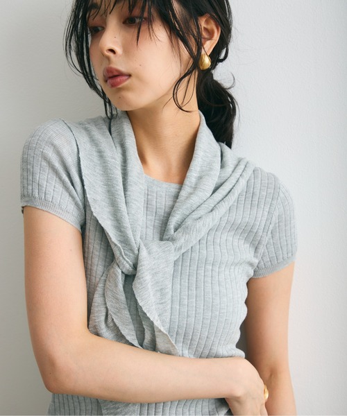Trish(トリッシュ)の「スカーフ付きリブニット(ニット/セーター・レディース・グレー/ホワイト・FREE)」の17枚目の写真