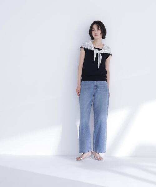 NATURAL BEAUTY BASIC（ナチュラルビューティーベーシック）の「ドットスカーフ付ニット（ニット/セーター・レディース・オフホワイト/ブラック/イエロー・ﾌﾘ-）」の5枚目の写真