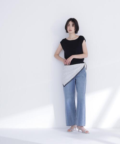 NATURAL BEAUTY BASIC（ナチュラルビューティーベーシック）の「ドットスカーフ付ニット（ニット/セーター・レディース・オフホワイト/ブラック/イエロー・ﾌﾘ-）」の7枚目の写真