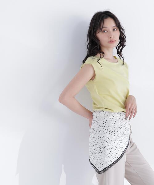 NATURAL BEAUTY BASIC(ナチュラルビューティーベーシック)の「ドットスカーフ付ニット(ニット/セーター・レディース・オフホワイト/ブラック/イエロー・フリ-)」の4枚目の写真