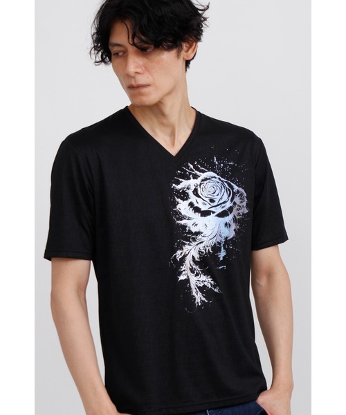 TORNADO MART（トルネードマート）の「TORNADO MART∴メロディアスローズプリント半袖カットソー（Tシャツ/カットソー・メンズ・ホワイト/ブラック・M/L/XXL/LL）」の2枚目の写真