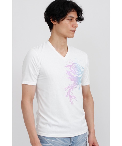 TORNADO MART（トルネードマート）の「TORNADO MART∴メロディアスローズプリント半袖カットソー（Tシャツ/カットソー・メンズ・ホワイト/ブラック・M/L/XXL/LL）」の4枚目の写真