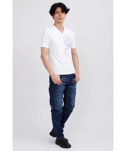 TORNADO MART（トルネードマート）の「TORNADO MART∴メロディアスローズプリント半袖カットソー（Tシャツ/カットソー・メンズ・ホワイト/ブラック・M/L/XXL/LL）」の9枚目の写真