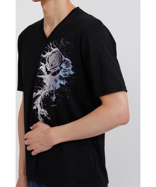 TORNADO MART（トルネードマート）の「TORNADO MART∴メロディアスローズプリント半袖カットソー（Tシャツ/カットソー・メンズ・ホワイト/ブラック・M/L/XXL/LL）」の14枚目の写真