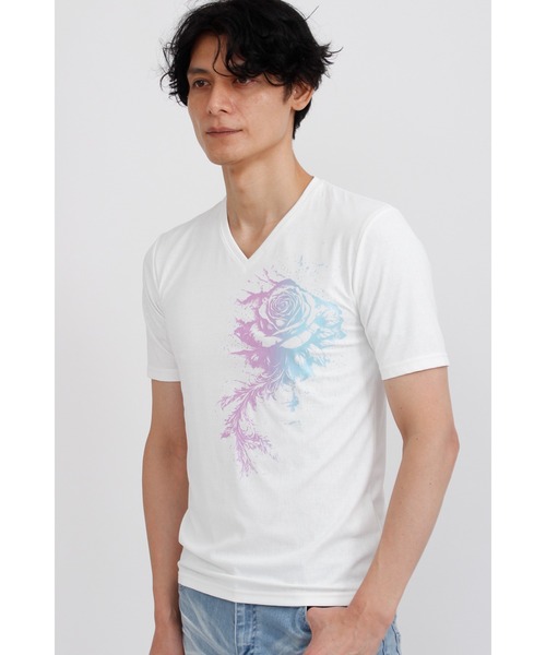 TORNADO MART（トルネードマート）の「TORNADO MART∴メロディアスローズプリント半袖カットソー（Tシャツ/カットソー・メンズ・ホワイト/ブラック・M/L/XXL/LL）」の6枚目の写真