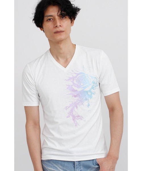 TORNADO MART（トルネードマート）の「TORNADO MART∴メロディアスローズプリント半袖カットソー（Tシャツ/カットソー・メンズ・ホワイト/ブラック・M/L/XXL/LL）」の7枚目の写真