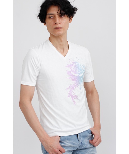 TORNADO MART（トルネードマート）の「TORNADO MART∴メロディアスローズプリント半袖カットソー（Tシャツ/カットソー・メンズ・ホワイト/ブラック・M/L/XXL/LL）」の5枚目の写真