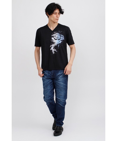 TORNADO MART（トルネードマート）の「TORNADO MART∴メロディアスローズプリント半袖カットソー（Tシャツ/カットソー・メンズ・ホワイト/ブラック・M/L/XXL/LL）」の18枚目の写真