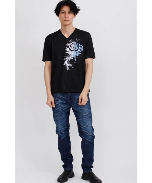 TORNADO MART（トルネードマート）の「TORNADO MART∴メロディアスローズプリント半袖カットソー（Tシャツ/カットソー・メンズ・ホワイト/ブラック・M/L/XXL/LL）」の21枚目の写真