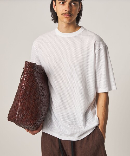 Steven Alan(スティーブンアラン)の「<Steven Alan> アイレットメッシュ クルーネック Tシャツ(Tシャツ/カットソー・メンズ・ホワイト/ダークグレー・XL/L/M/S)」の4枚目の写真