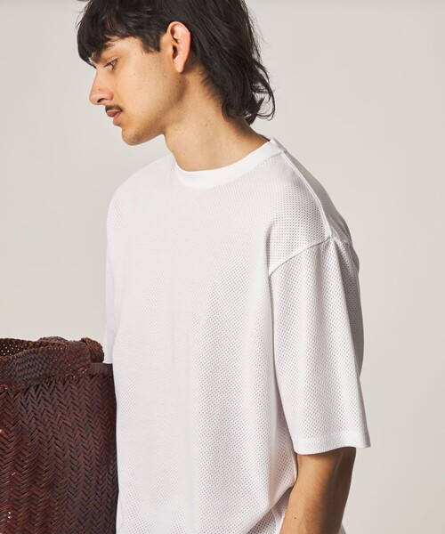 Steven Alan(スティーブンアラン)の「<Steven Alan> アイレットメッシュ クルーネック Tシャツ(Tシャツ/カットソー・メンズ・ホワイト/ダークグレー・XL/L/M/S)」の5枚目の写真