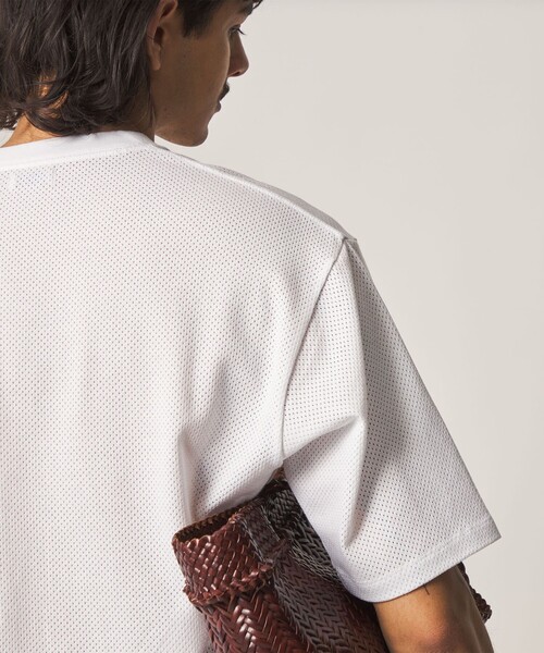 Steven Alan(スティーブンアラン)の「<Steven Alan> アイレットメッシュ クルーネック Tシャツ(Tシャツ/カットソー・メンズ・ホワイト/ダークグレー・XL/L/M/S)」の6枚目の写真