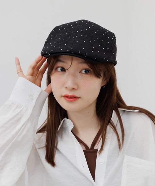 RETRO GIRL（レトロガール）の「ラインストーンハンチング（ハンチング/ベレー帽・レディース・ブラック/オフホワイト・ONE SIZE）」の8枚目の写真
