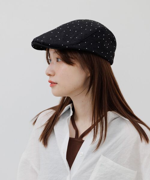 RETRO GIRL（レトロガール）の「ラインストーンハンチング（ハンチング/ベレー帽・レディース・ブラック/オフホワイト・ONE SIZE）」の7枚目の写真