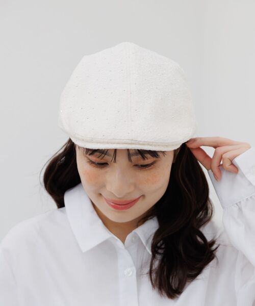 RETRO GIRL（レトロガール）の「ラインストーンハンチング（ハンチング/ベレー帽・レディース・ブラック/オフホワイト・ONE SIZE）」の4枚目の写真
