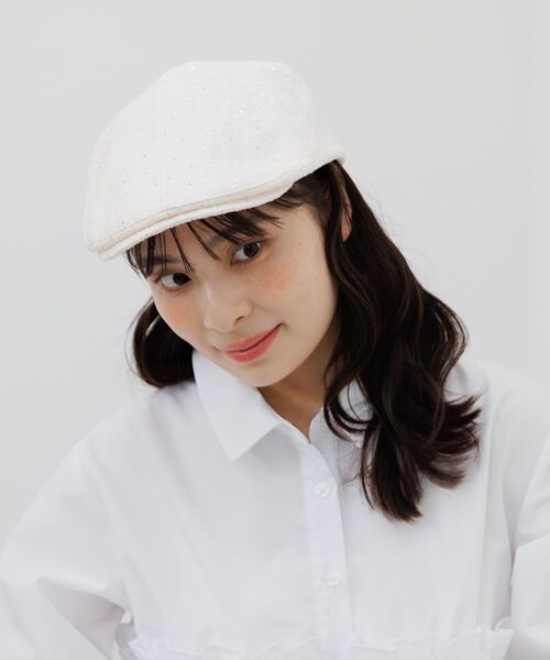 RETRO GIRL（レトロガール）の「ラインストーンハンチング（ハンチング/ベレー帽・レディース・ブラック/オフホワイト・ONE SIZE）」の3枚目の写真