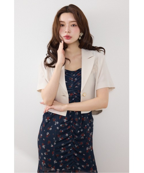 rienda（リエンダ）の「【AKB48 行天優莉奈さん着用】ラグランショートジャケット　春服　夏服（テーラードジャケット・レディース・グレー/ブラック/アイボリー・FREE）」の7枚目の写真