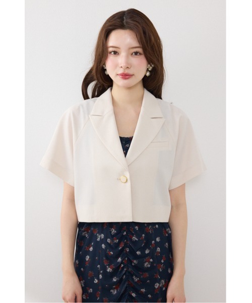 rienda（リエンダ）の「【AKB48 行天優莉奈さん着用】ラグランショートジャケット　春服　夏服（テーラードジャケット・レディース・グレー/ブラック/アイボリー・FREE）」の9枚目の写真