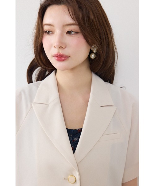 rienda（リエンダ）の「【AKB48 行天優莉奈さん着用】ラグランショートジャケット　春服　夏服（テーラードジャケット・レディース・グレー/ブラック/アイボリー・FREE）」の12枚目の写真