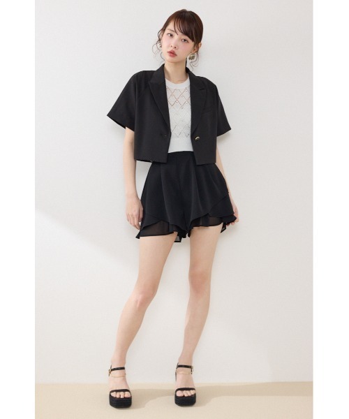 rienda（リエンダ）の「【AKB48 行天優莉奈さん着用】ラグランショートジャケット　春服　夏服（テーラードジャケット・レディース・グレー/ブラック/アイボリー・FREE）」の15枚目の写真