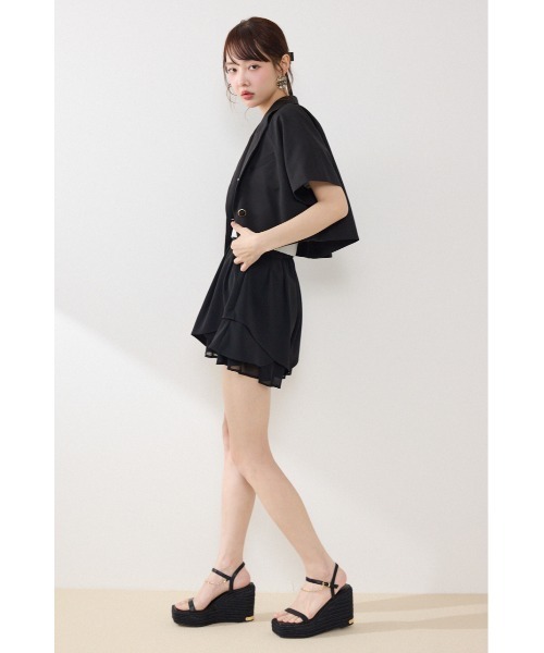 rienda（リエンダ）の「【AKB48 行天優莉奈さん着用】ラグランショートジャケット　春服　夏服（テーラードジャケット・レディース・グレー/ブラック/アイボリー・FREE）」の16枚目の写真