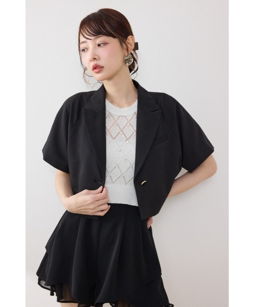 rienda（リエンダ）の「【AKB48 行天優莉奈さん着用】ラグランショートジャケット　春服　夏服（テーラードジャケット・レディース・グレー/ブラック/アイボリー・FREE）」の17枚目の写真