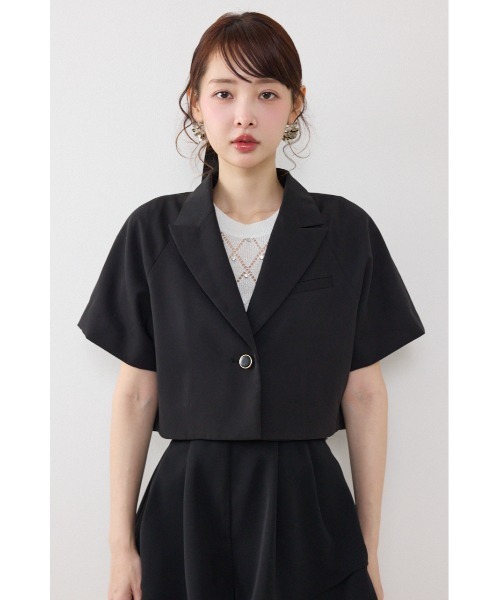 rienda（リエンダ）の「【AKB48 行天優莉奈さん着用】ラグランショートジャケット　春服　夏服（テーラードジャケット・レディース・グレー/ブラック/アイボリー・FREE）」の20枚目の写真