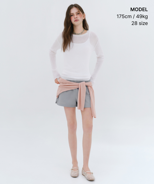 MUSINSA STANDARD WOMAN（ムシンサスタンダードウーマン）の「ウィメンズコットンバンディングショーツ[ライトグレー]（その他パンツ・レディース・その他・24/26/28/30）」の2枚目の写真