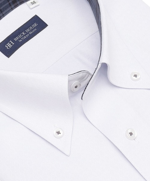 TOKYO SHIRTS(トウキョウシャツ)の「【吸水速乾】【COFREX】形態安定ノンアイロン ボタンダウン 半袖ビジネスワイシャツ(ビジネスシャツ・メンズ・グレー・首回り37cm/首回り39cm/首回り42cm/首回り43cm/首回り41cm)」の2枚目の写真