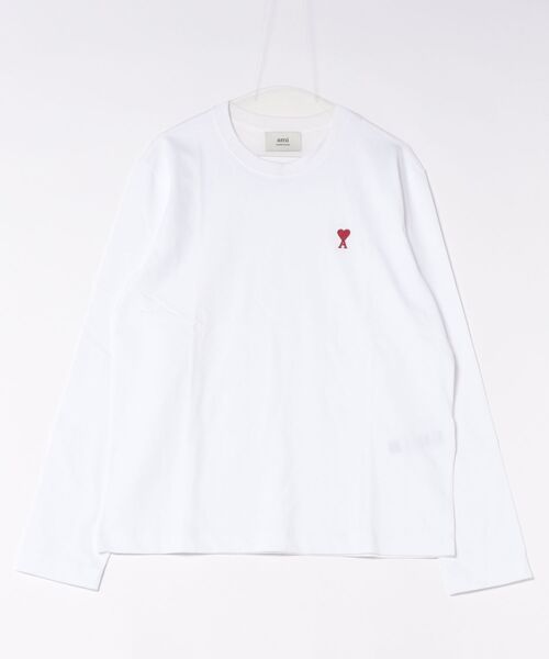 AMI Alexandre Mattiussi（アミアレクサンドルマテュッシ）の「【AMI PARIS】アミ パリス Small Heart Long Sleeve ワンポイント ロゴ ロンT/ UTS205-726（Tシャツ/カットソー・レディース・ホワイト/ブラック/グレー・LARGE/MEDIUM/SMALL/X-LARGE）」の4枚目の写真