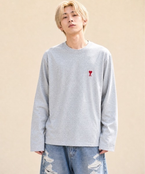 AMI Alexandre Mattiussi（アミアレクサンドルマテュッシ）の「【AMI PARIS】アミ パリス Small Heart Long Sleeve ワンポイント ロゴ ロンT/ UTS205-726（Tシャツ/カットソー・レディース・ホワイト/ブラック/グレー・LARGE/MEDIUM/SMALL/X-LARGE）」の7枚目の写真