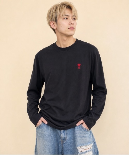 AMI Alexandre Mattiussi（アミアレクサンドルマテュッシ）の「【AMI PARIS】アミ パリス Small Heart Long Sleeve ワンポイント ロゴ ロンT/ UTS205-726（Tシャツ/カットソー・レディース・ホワイト/ブラック/グレー・LARGE/MEDIUM/SMALL/X-LARGE）」の10枚目の写真