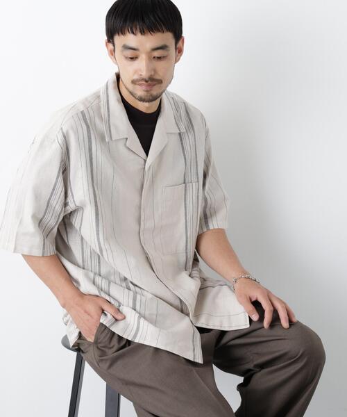 NANO universe(ナノユニバース)の「「FRENCH LINEN」 フライフロント半袖シャツ(シャツ/ブラウス・メンズ・その他3/その他2/ブラック/その他1/ベージュ系その他/ホワイト・S/L/M)」の1枚目の写真