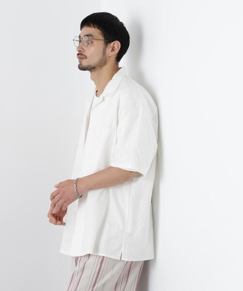 NANO universe(ナノユニバース)の「「FRENCH LINEN」 フライフロント半袖シャツ(シャツ/ブラウス・メンズ・その他3/その他2/ブラック/その他1/ベージュ系その他/ホワイト・S/L/M)」の2枚目の写真