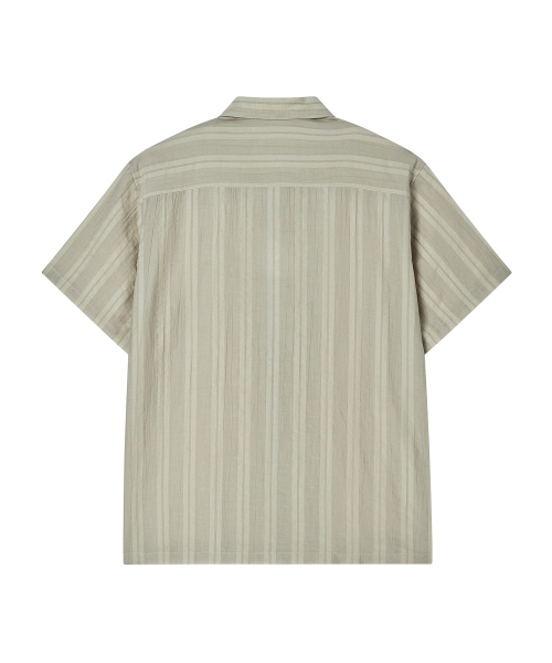 Beyond Closet（-）の「[COLLECTION LINE] エアリージャカードストライプオープンカラー半袖シャツベージュ（Tシャツ/カットソー・メンズ・その他・MEDIUM/LARGE）」の4枚目の写真