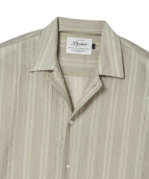 Beyond Closet（-）の「[COLLECTION LINE] エアリージャカードストライプオープンカラー半袖シャツベージュ（Tシャツ/カットソー・メンズ・その他・MEDIUM/LARGE）」の6枚目の写真