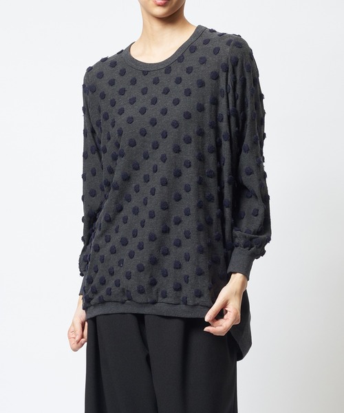 gomme(ゴム)の「ドットコクーンT(Tシャツ/カットソー・レディース・ホワイト/ブラック/チャコールグレー・MEDIUM)」の3枚目の写真