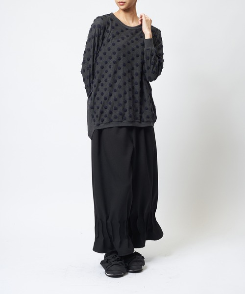 gomme(ゴム)の「ドットコクーンT(Tシャツ/カットソー・レディース・ホワイト/ブラック/チャコールグレー・MEDIUM)」の4枚目の写真