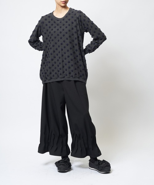 gomme(ゴム)の「ドットコクーンT(Tシャツ/カットソー・レディース・ホワイト/ブラック/チャコールグレー・MEDIUM)」の5枚目の写真
