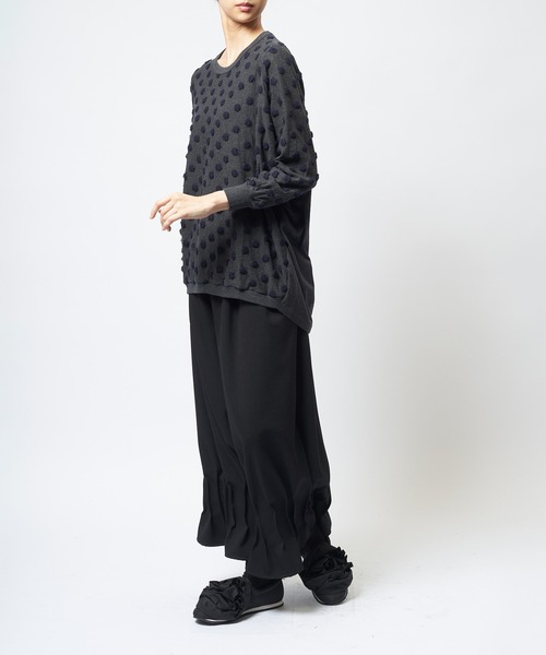 gomme(ゴム)の「ドットコクーンT(Tシャツ/カットソー・レディース・ホワイト/ブラック/チャコールグレー・MEDIUM)」の6枚目の写真