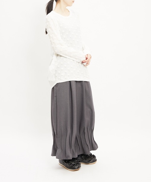 gomme(ゴム)の「ドットコクーンT(Tシャツ/カットソー・レディース・ホワイト/ブラック/チャコールグレー・MEDIUM)」の8枚目の写真
