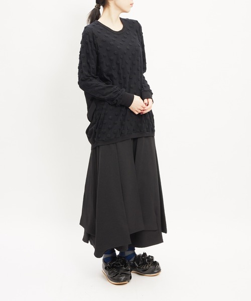 gomme(ゴム)の「ドットコクーンT(Tシャツ/カットソー・レディース・ホワイト/ブラック/チャコールグレー・MEDIUM)」の11枚目の写真