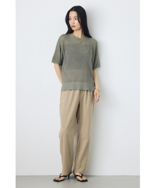 AZUL by moussy（アズールバイマウジー）の「畔編み半袖ニットトップス　夏服　春服　秋服　シアートップス　シアーニット　サマーニット　メッシュトップス（Tシャツ/カットソー・レディース・ブラウン/ライトカーキ/ブラック/オフホワイト・MEDIUM/SMALL）」の16枚目の写真