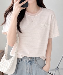 シアーボーダーロゴネーム使いTシャツ