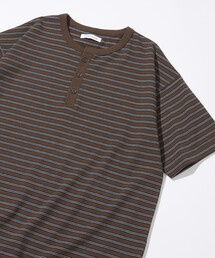 マルチボーダー ヘンリーネック 半袖Tシャツ