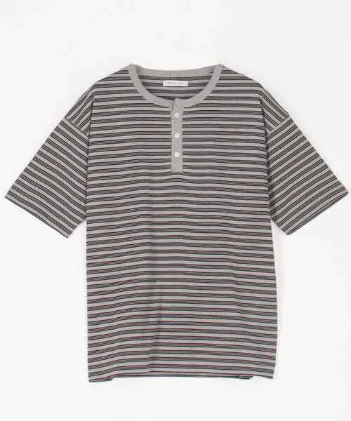 FREAK'S STORE(フリークスストア)の「マルチボーダー ヘンリーネック 半袖Tシャツ(Tシャツ/カットソー・メンズ・グレー/ブラウン・LARGE/MEDIUM)」の18枚目の写真
