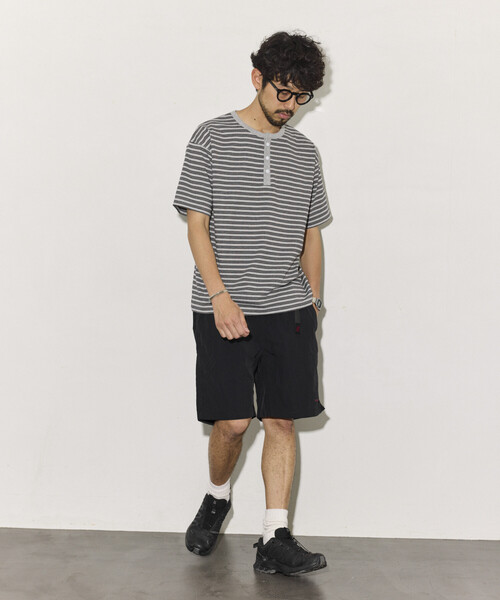 FREAK'S STORE(フリークスストア)の「マルチボーダー ヘンリーネック 半袖Tシャツ(Tシャツ/カットソー・メンズ・グレー/ブラウン・LARGE/MEDIUM)」の16枚目の写真