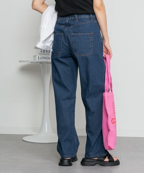 MARAI(マーライ)の「デニムカーブパンツ デニムパンツ ワイドパンツ(デニムパンツ・レディース・ネイビー/ブルー/ワンウォッシュ・LL/3L/4L/L/M)」の9枚目の写真