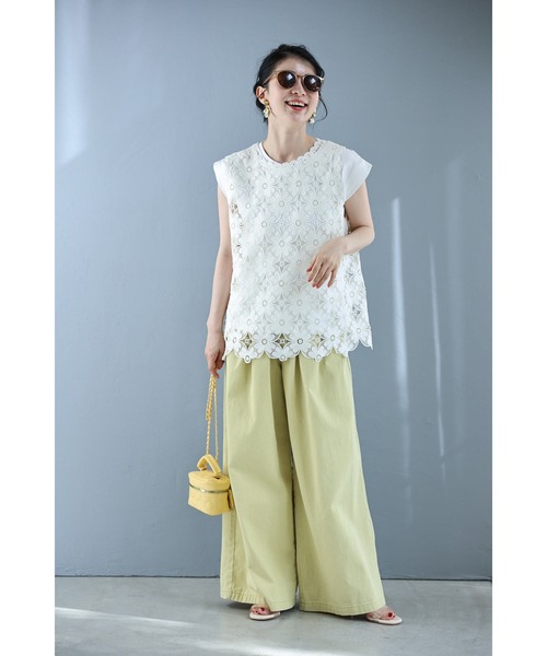 cawaii(カワイイ)の「花に包まれるレイヤードレースタンクトップ(Tシャツ/カットソー・レディース・ブラック/アイボリー・FREE)」の19枚目の写真